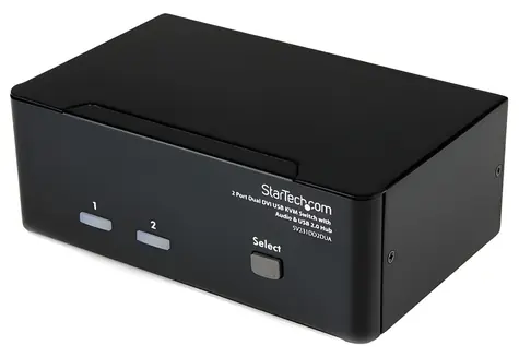 StarTech 2-portový Dual DVI USB KVM přepínač černá / KVM přepínač / USB / 2048×1536 px / 1 uživatel