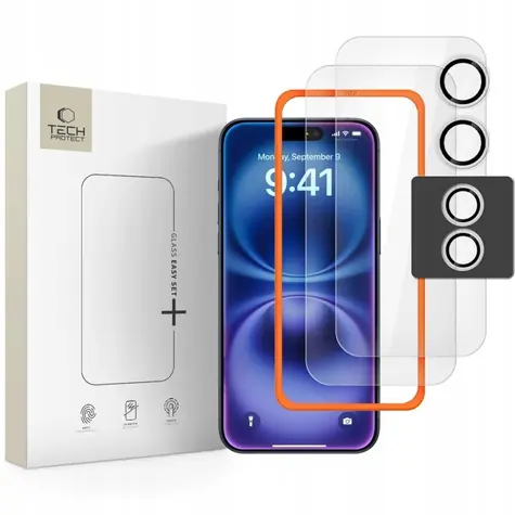 Tech-Protect Easy Set+ transparentní / Ochranné sklo / Apple iPhone 17 / 3 ks