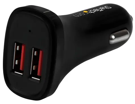 StarTech dvouportová USB nabíječka do auta černá / Autonabíječka / 2x USB-A / 24 W / 4,8 A