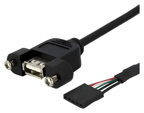 StarTech USB kabel s montáží na panel černá / Kabel USB-A - Header / 0,9 m