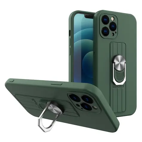 Hurtel Ring Case tmavě zelená / Kryt / Samsung Galaxy S21+ 5G