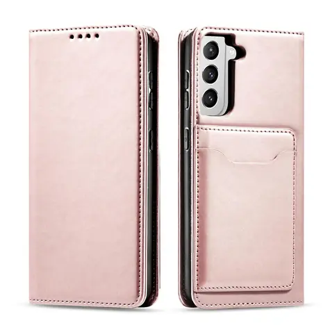 Hurtel Magnet Card Case růžová / Kryt pro Samsung Galaxy S22+ / Peněženka na karty