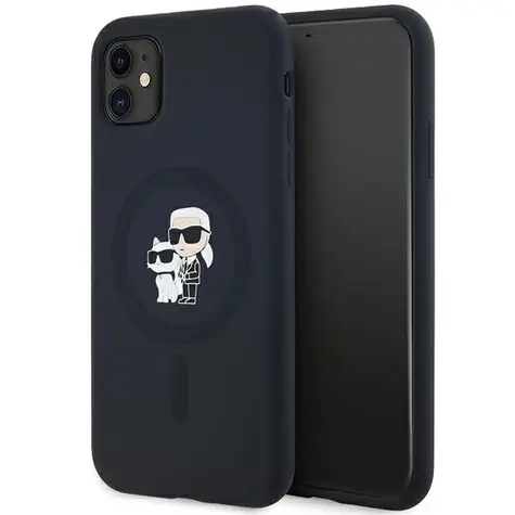 Karl Lagerfeld Silicone Karl & Choupette MagSafe černá / Pouzdro pro iPhone 11/XR / Silikonové