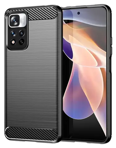 Hurtel Carbon Case pro Xiaomi Redmi Note 11 Pro+ 5G/Poco X4 NFC černá / Pouzdro / Ohebné, karbonový vzhled