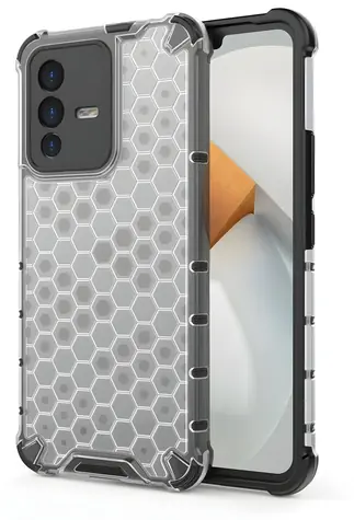 Hurtel Honeycomb Case transparentní / Odolné pouzdro s gelovým rámečkem / Vivo V23 5G