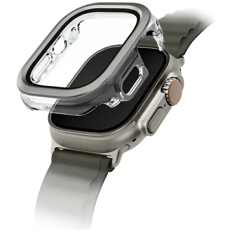 UNIQ Voute stříbrná / Pouzdro s tvrzeným sklem / Apple Watch Ultra 49mm