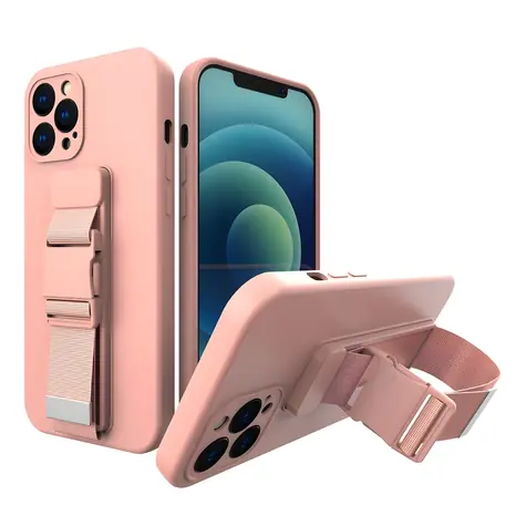 Hurtel Rope Case pouzdro se šňůrkou pro Apple iPhone 13 mini růžová / Pouzdro / Gelové / Se šňůrkou na krk
