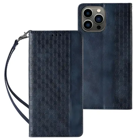 Hurtel Magnet Strap Case modrá / Pouzdro / Apple iPhone 13 Pro / Peněženka / Poutko