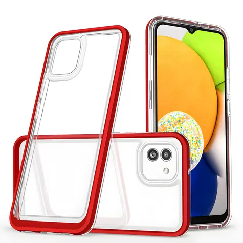 Hurtel Clear 3in1 s rámečkem červený / Ochranný kryt / Samsung Galaxy A03 / Silikonový
