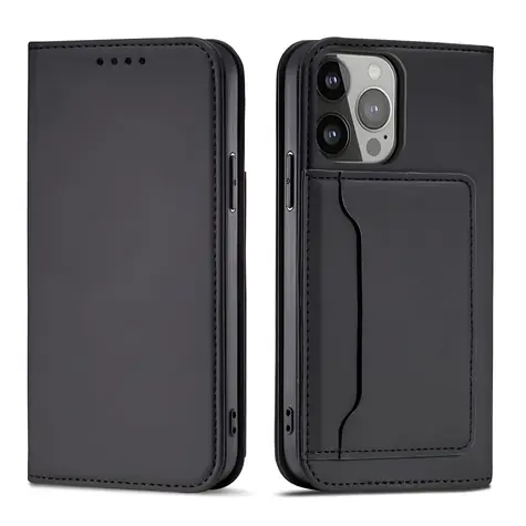 Hurtel Flipové pouzdro s peněženkou pro Apple iPhone 14 Pro černá / Pouzdro / Magnetické / Peněženka / Stojánek