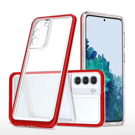 Hurtel Clear 3in1 červená / Silikonové pouzdro s rámečkem / Samsung Galaxy S23