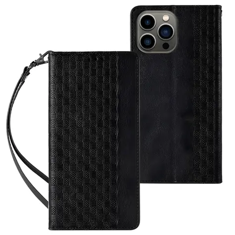 Hurtel Magnetické pouzdro s poutkem iPhone 13 Pro černá / Pouzdro / iPhone 13 Pro / Kapsa na kartu