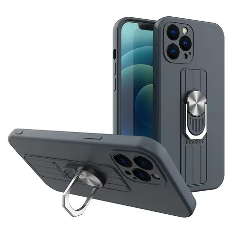 Hurtel Ring Case iPhone 13 Pro tmavě modrá / Pouzdro pro Apple iPhone 13 Pro / silikonové / držák na prst a stojánek