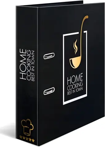 Herma pákový pořadač na recepty Home Cooking A4 černo-zlatý / Pořadač / lepenka / 7 cm hřbet
