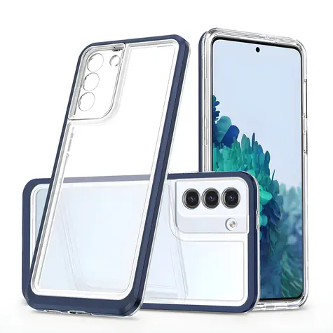Hurtel Clear 3in1 Case modrá / Kryt / Samsung Galaxy S21+ 5G / gelový s rámečkem