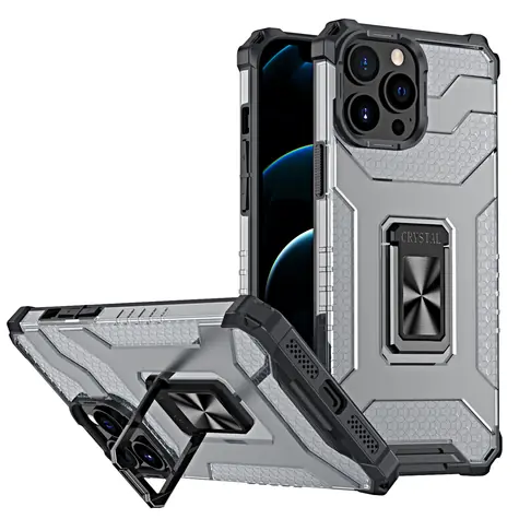 Hurtel Crystal Ring Case černá / Kryt se stojánkem / Apple iPhone 13 Pro