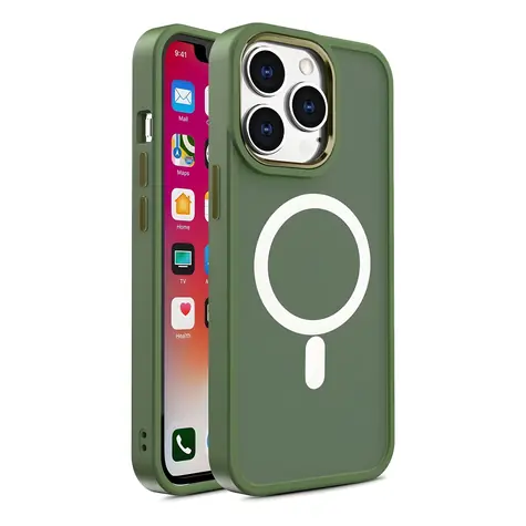 Hurtel Magnetic Color Matte Case zelená / Kryt / Apple iPhone 15 Plus / Matný povrch, magnetické