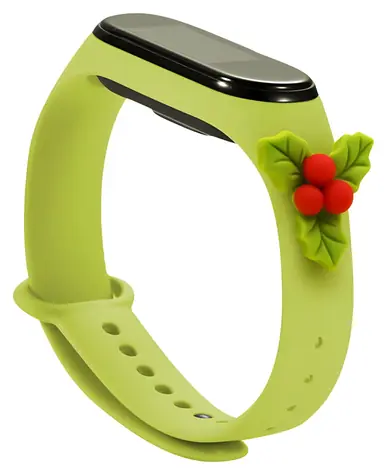 Hurtel Vánoční řemínek s cesmínou pro Xiaomi Mi Band 3/4 zelená / Řemínek / Silikonový / Vánoční motiv