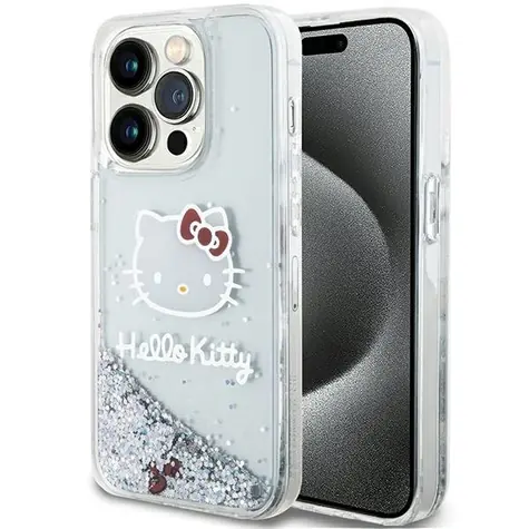 Hello Kitty Liquid Glitter Charms Kitty Head stříbrná / Pouzdro / pro Apple iPhone 14 Pro Max