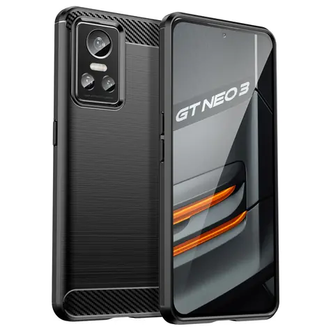 Hurtel Carbon Case pouzdro pro Realme GT Neo 3 černé / Pouzdro / Silikonové / Karbonový vzhled