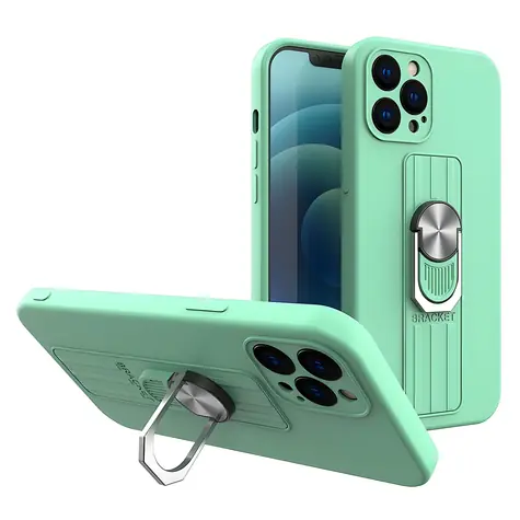Hurtel Ring Case mint / Silikonový kryt / Apple iPhone 12 mini / s prstenovým úchytem a stojánkem
