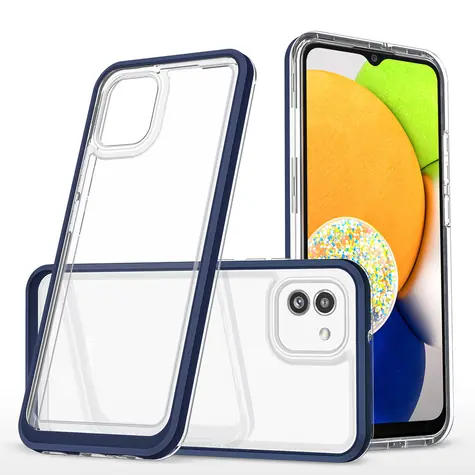 Hurtel Clear 3in1 Case modrá / Pouzdro / Samsung Galaxy A03 / Silikonové 3v1 s barevným rámečkem