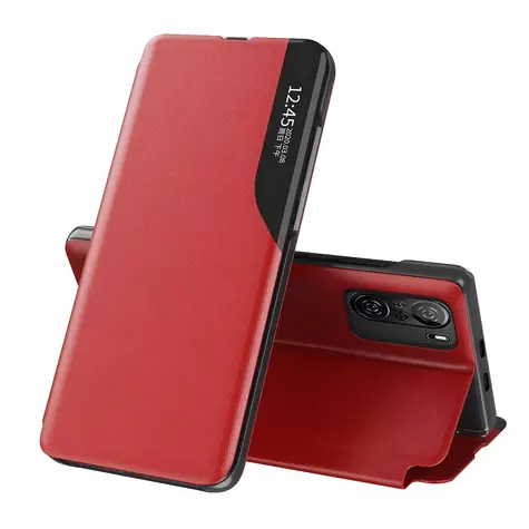 Hurtel Eco Leather View Case červená / Pouzdro / Xiaomi Redmi K40 Pro+/K40 Pro/K40/Poco F3