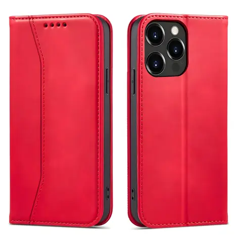 Hurtel Magnet Fancy Case červená / Flip pouzdro s peněženkou / Apple iPhone 14 Pro / Stojánek / Magnetické