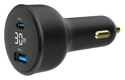 C-TECH GEMBIRD / Nabíječka do auta / USB-A + USB-C / 30 W / Power Delivery / Quick Charge