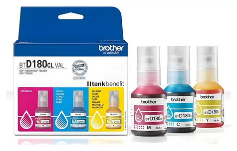Brother BTD180CLVAL / Inkoustové lahvičky / Originální / CMY / 3 ks / DCP-T580DW, DCP-T583DW, DCP-T780DW
