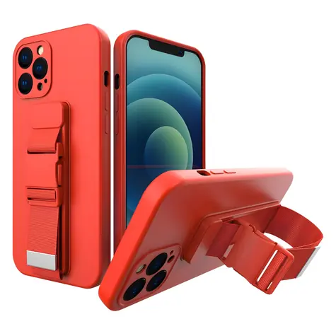 Hurtel Rope Case červená / Kryt / iPhone 13 mini / gel s poutkem a řetízkem