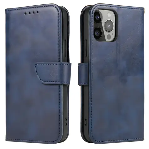 Hurtel Wallet Case modrá / Peněženkové pouzdro / Stojánek / MagSafe / Apple iPhone 15 Pro