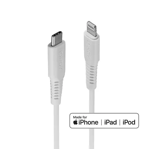 Lindy USB-C - Lightning bílá / Nabíjecí a datový kabel / MFi certifikace / 0,5 m / 480 Mbit/s