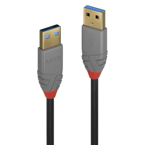 Lindy Anthra Line černá / Kabel USB / USB-A - USB-A / M/M / 2 m / USB 3.2 Gen 1 / 5 Gbit/s
