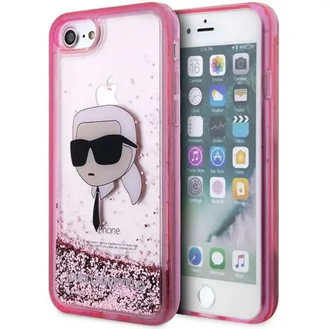 Karl Lagerfeld KLHCI8LNKHCP Glitter Karl Head růžová / Kryt / Apple iPhone 7/8/SE 2020/2022