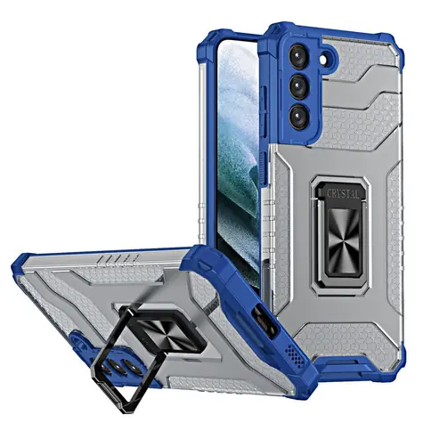 Hurtel Crystal Ring Case pro Samsung Galaxy S22+ modrá / Kryt / Odolný hybridní / Magnetický držák