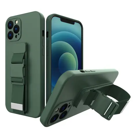 Hurtel Rope Case tmavě zelená / Kryt / Samsung Galaxy S21 Ultra 5G / Se šňůrkou na krk