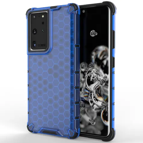 Hurtel Honeycomb Case modrá / Kryt / Samsung Galaxy S22 Ultra / Gelový rám / Odolný