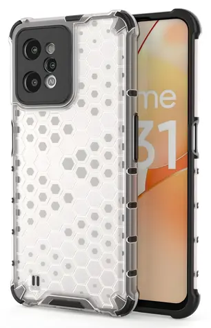 Hurtel Honeycomb Case transparentní / Kryt / Realme C31 / gelový rámeček