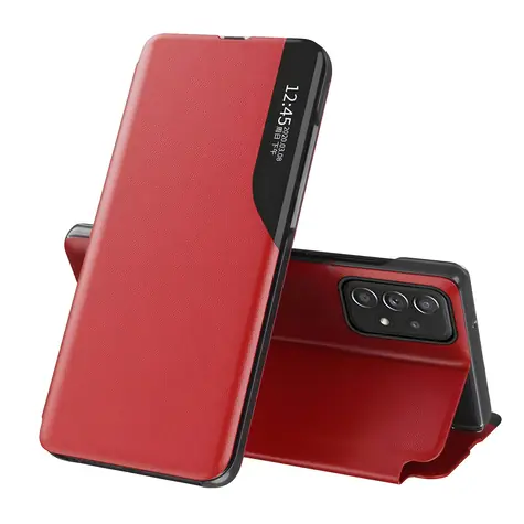 Hurtel Eco Leather View Case červená / Pouzdro pro Samsung Galaxy A73 / s klopou a stojánkem / ekokůže