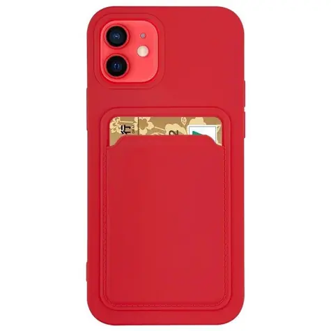 Hurtel Card Case pouzdro s kapsou na kartu červená / Pouzdro / Samsung Galaxy S21+ 5G / Silikonové