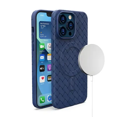 Hurtel MagSafe tkaný kryt pro iPhone 15 Pro navy blue / Kryt / Textilní / Magnetické uchycení