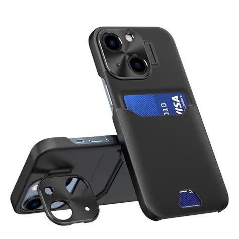 Hurtel Leather Stand Case pro Apple iPhone 14 Plus černá / Pouzdro / Peněženka / Stojánek / Kožené