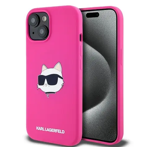 Karl Lagerfeld Silicone Choupette Head růžová / Pouzdro / MagSafe / pro iPhone 15 Plus / 14 Plus