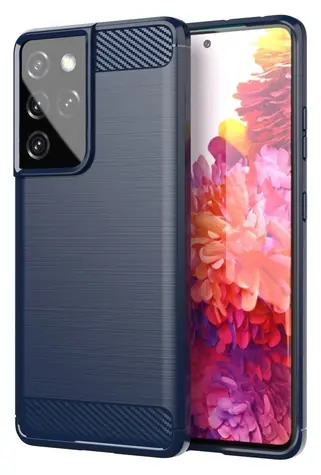 Hurtel Carbon Case pro Samsung Galaxy S21 Ultra 5G modrá / Kryt / TPU / Flexibilní