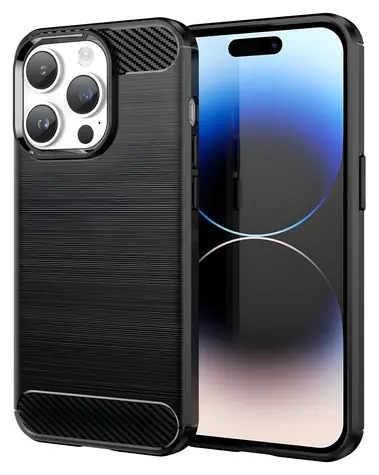 Hurtel Carbon gelové pouzdro pro Apple iPhone 14 Pro černá / Pouzdro / TPU / Karbonový vzhled