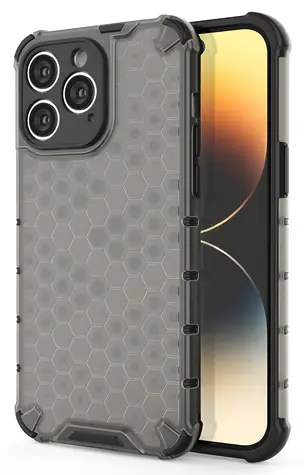Hurtel Honeycomb černá / Kryt / Apple iPhone 14 Pro / Odolný hybridní materiál