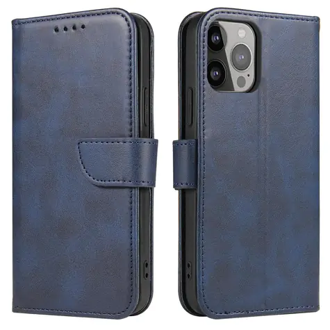 Hurtel Wallet Case modrá / Pouzdro / pro Apple iPhone 15 Plus / funkce stojánku / s magnetem