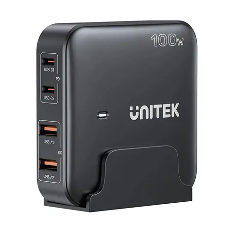 Unitek P1229ABK černá / Nabíječka / GaN / 100W / 2x USB-C / 2x USB-A
