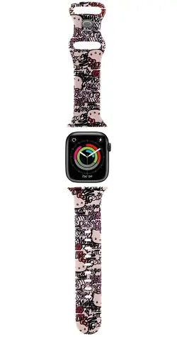 Hello Kitty Silicone Tags Graffiti růžová / Řemínek / Apple Watch 38/40/41 mm